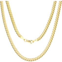 Nuragold Miami Cuban Link Chain Pendant Necklace 4mm - Gold