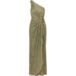 Adrianna Papell Stardust Pleated One Shoulder Maxi Dress - Green/Slate