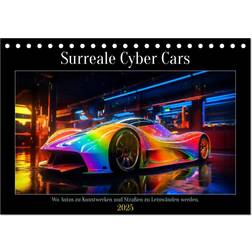 Calvendo Surreal Cyber ​​Cars A5 Landscape Desk Calendar 2025