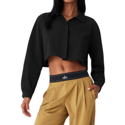 Alo Cropped Take Me Out Button Up - Black