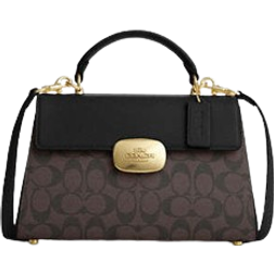 Coach Eliza Top Handle In Signature Canvas - Gold/Brown Black