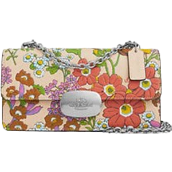 Coach Eliza Flap Crossbody Bag With Floral Print - Silver/Ivory Multi