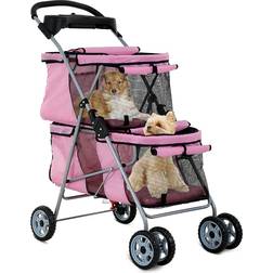 Dkeli 4 Wheels Double Dog Stroller for Small Medium Pet 50.8x101.6