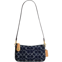 Coach Penn Shoulder Bag In Signature Denim - Brass/Blue