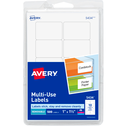 Avery Removable Labels Adhesive 1"x1-1/2" 500-pack