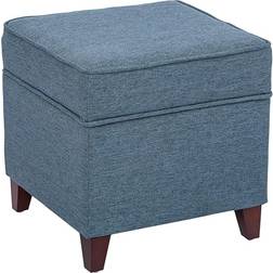 Adeco Square Ottoman Blue Foot Stool 17.1"