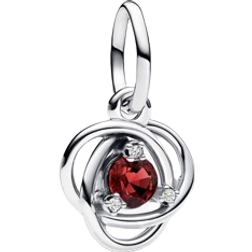 Pandora July Eternity Circle Dangle Charm - Silver/Red/Transparent