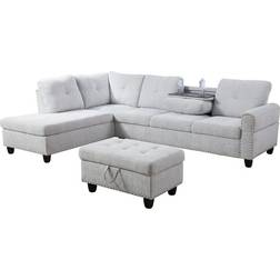 Charlton Home Sciortino 3 Light Gray Linen Sofa 97.2" 4 Seater