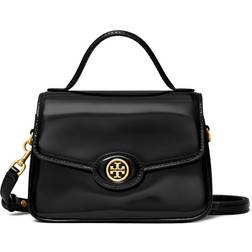 Tory Burch Small Robinson Spazzolato Top Handle Bag - Black