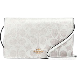 Coach Anna Foldover Clutch Crossbody In Signature Canvas - Gold/Chalk/Glacierwhite