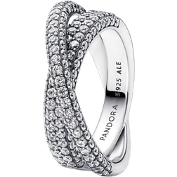 Pandora Timeless Pave Crossover Dual Band Ring - Silver/Transparent