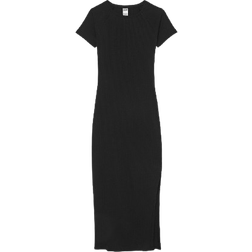 PINK Contour Ribbed Midi Dress - Black