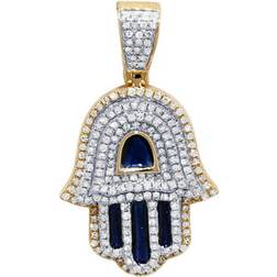 Jewelry Unlimited Hamsa Charm - Gold/Blue/Diamonds