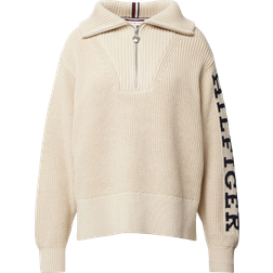 Tommy Hilfiger Half Zip Relaxed Fit Jumper - Classic Beige