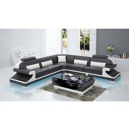 JV Furniture Modern Black Sofa 289cm 4-Sitzer