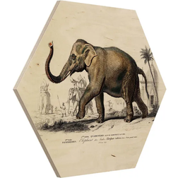 Klebefieber Vintage Educational Board Elephant Beige/Brown Wanddeko 25x22cm