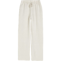 H&M Linen Blend Pull on Trousers - Light Beige
