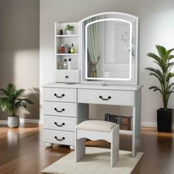 RIDFY Makeup Vanity with Mirror White Dressing Table 15.7x30.7"