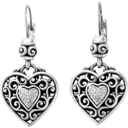 Brighton Reno Heart Leverback Earrings - Silver/Transparent