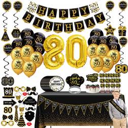 Jenlion Party Decorations 80th Birthday 76-pack