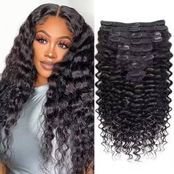 Cecycocy Deep Wave Clip in Hair Extensions