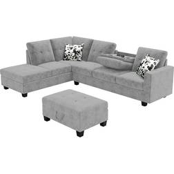 ERYE L-Shaped Corner & Sectional Couch Gray Sofa 112" 6 Seater