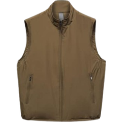 Mango Men's Lightweight Quilted Vest - Khaki