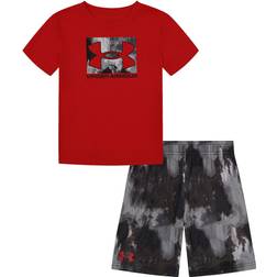 Under Armour Kid's Eroded Wash Shorts Set - Red/Black (5121237-600)