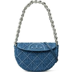 Tory Burch Mini Fleming Soft Crescent Bag - Denim