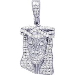 Jewelry Unlimited Jesus Face Pendant - White Gold/Diamonds