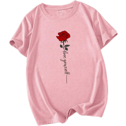 Shein Slayr Rose & Letter Printed T-Shirt