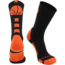 MadSportsStuff Basketball Logo Athletic Crew Socks - Black/Orange