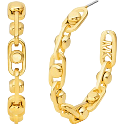 Michael Kors Astor Medium Precious Link Hoop Earrings - Gold
