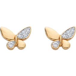 Roaman's Butterfly Stud Earrings - Gold/Silver/Diamonds