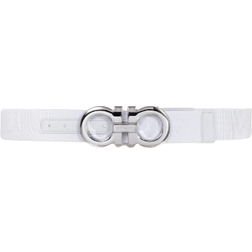 Ferragamo Fixed Jacquard Fabric Belt - Optic White