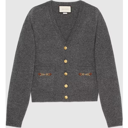 Gucci Cashmere Cardigan With Horsebit, Grey