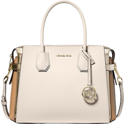 Michael Kors Mercer Medium Color Block Leather Belted Satchel - Natural