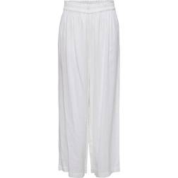 Only Tokyo High Waist Linen Mix Trousers - White/Bright White