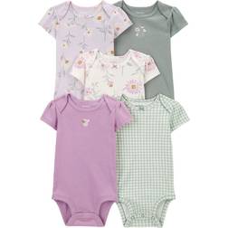 Carter's Baby Floral Short Sleeve Bodysuits 5-pack - Purple/Green (195862441815)