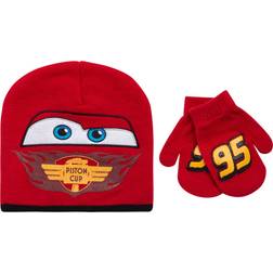 Disney Kid's Mickey Mouse Car Lightning McQueen Winter Hat & Gloves Set - Cars 95 Mittens Set