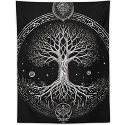 JHION Black Tapestry Tree of Life Tapestry Art Aesthetic Tapestries Wall Decor