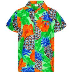 King Kameha Hawaiian Shirt - Pineapple Hibiscus/Shadow Green