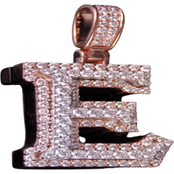 Jewelry Unlimited Custom 3D Initial E Letter Pendant - Rose Gold/White Gold/Diamonds