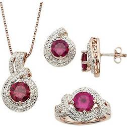 Jewelry Unlimited Finish Ring Necklace & Earrings Set - Gold/Diamond/Transparent