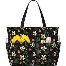 Kdxio Bees Large Beach Tote Bag - Black