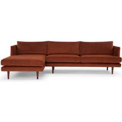 AllModern Miller Stax Rust Performance Velvet Sofa 112" 3 Seater