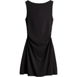 H&M Gathered Dress with Flared Skirt - Black