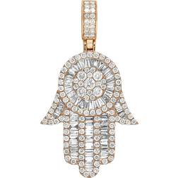 Jewelry Unlimited Hamsa Hand Pendant - Rose Gold/Diamonds