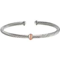 David Yurman Classic Cable Station Bracelet - Silver/Rose Gold