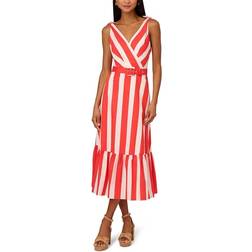 Adrianna Papell Striped Midi Dress - Red/White